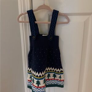 Hanna Andersson Navy Blue Knit Dress with Festive Pattern